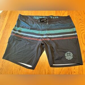 Dixxon Shorts Mens 48 Black Striped Stay Rad Unlined Swim Board Trunks